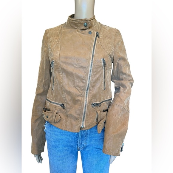Free People We The Free Womens Fenix Vegan Leather Moto Jacket Camel Brown XS - Picture 3 of 13